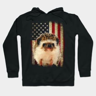 American USA Flag Hedgehog Love, Stylish Tee for Animal Admirers Hoodie